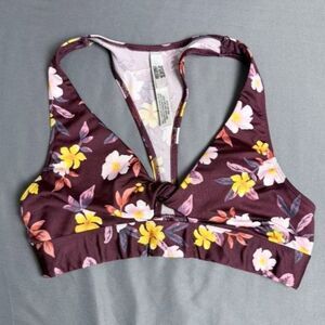 Victorias Secret PINK Sm Floral Maroon Swimsuit Bikini Top Y2K Summer Coquette